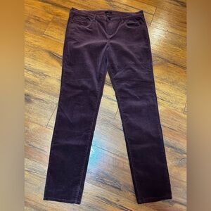 Edyson Women's 32 Skinny Corduroy Pants Raisin Black Button Pockets